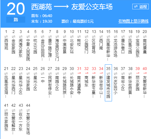  p>银川公交20路是银川市的公交线路,往返于友爱中心车场站和景安家园