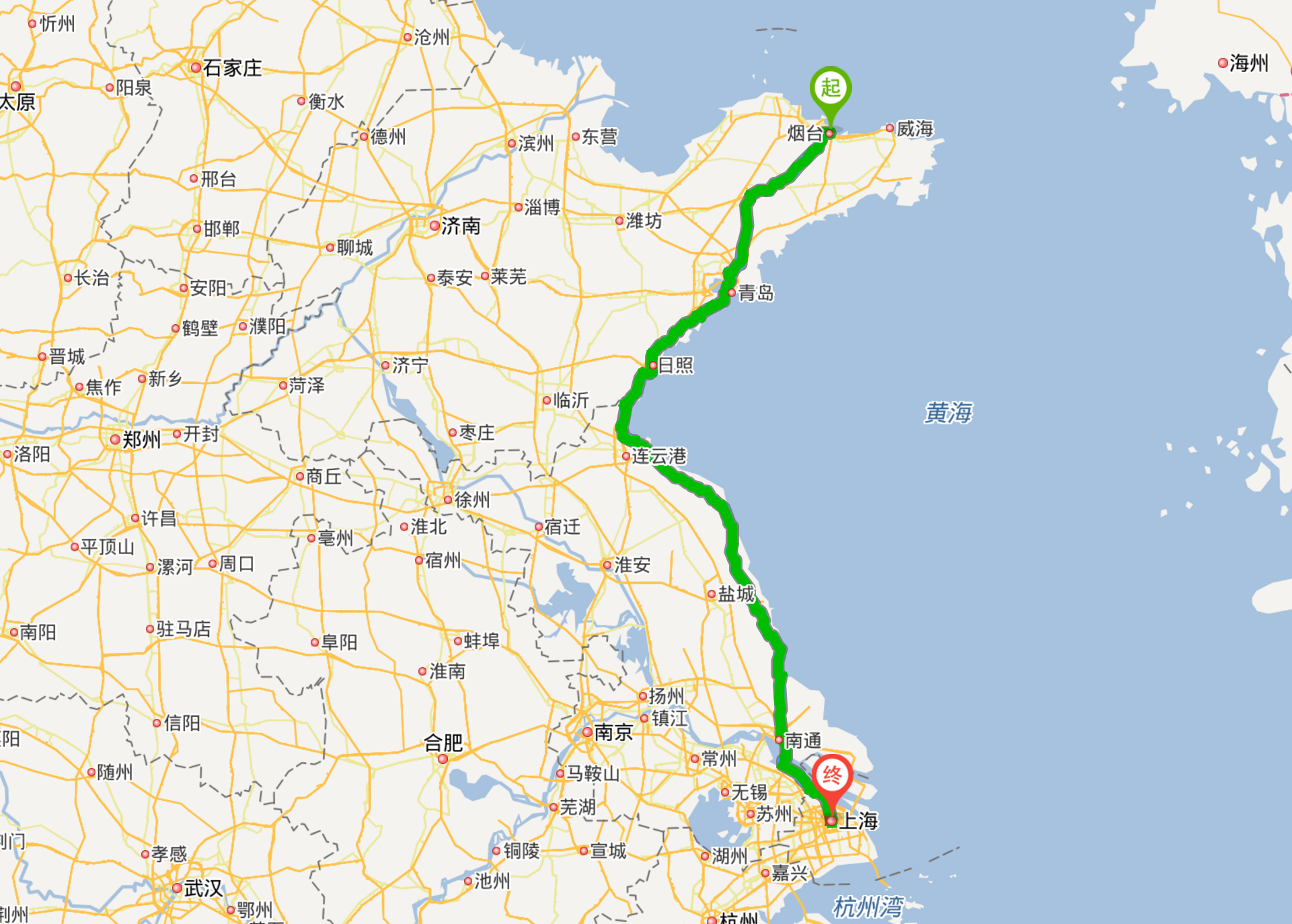  p>烟台—上海公路,简称"烟沪线",中国普通国道网编号:g204.