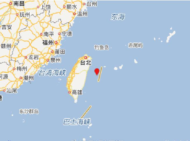 2017年9月24日13时49分,中国台湾地区附近(北纬23
