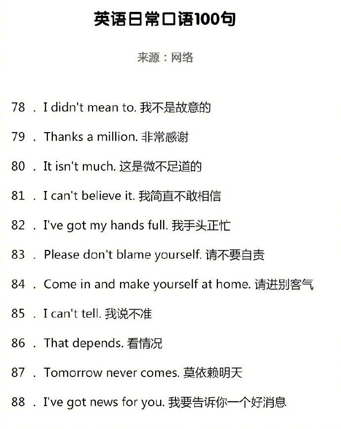 p>日常生活中常常用的英文词汇用语.