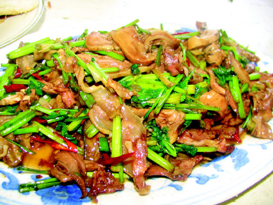 尖椒炒羊头肉