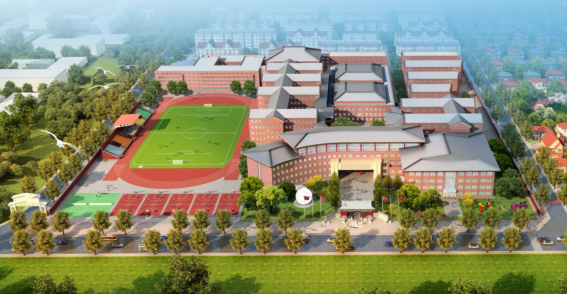 p>在北京中轴线北端,京城上风上水之地,坐落着北京王府外国语学校