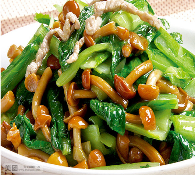 滑子菇虾子扒奶白菜