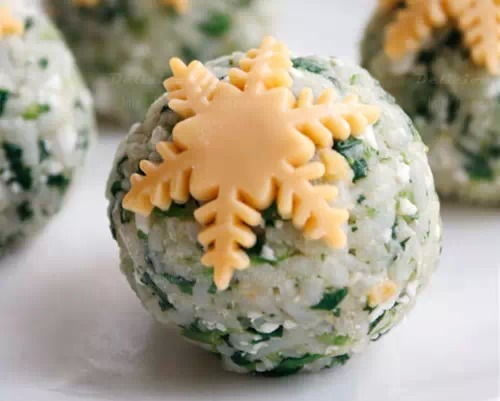 雪花菠菜饭团