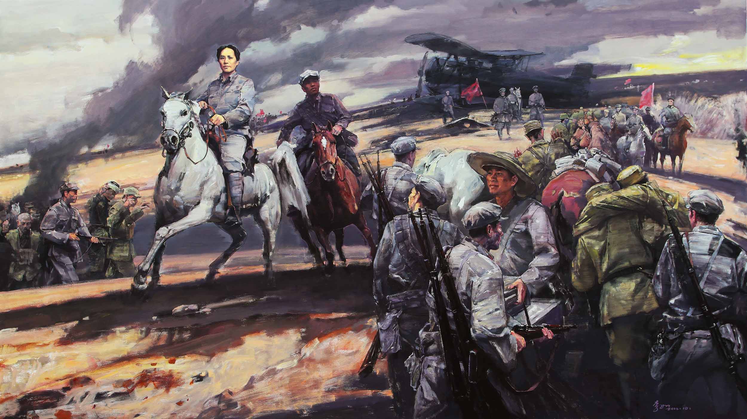 曾作为访问学者在中央美术学院壁画系进行军事历史画专题创作研究