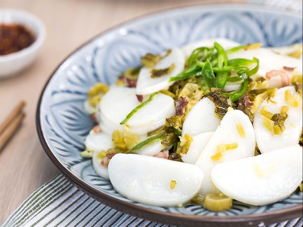 肉丝雪菜炒年糕