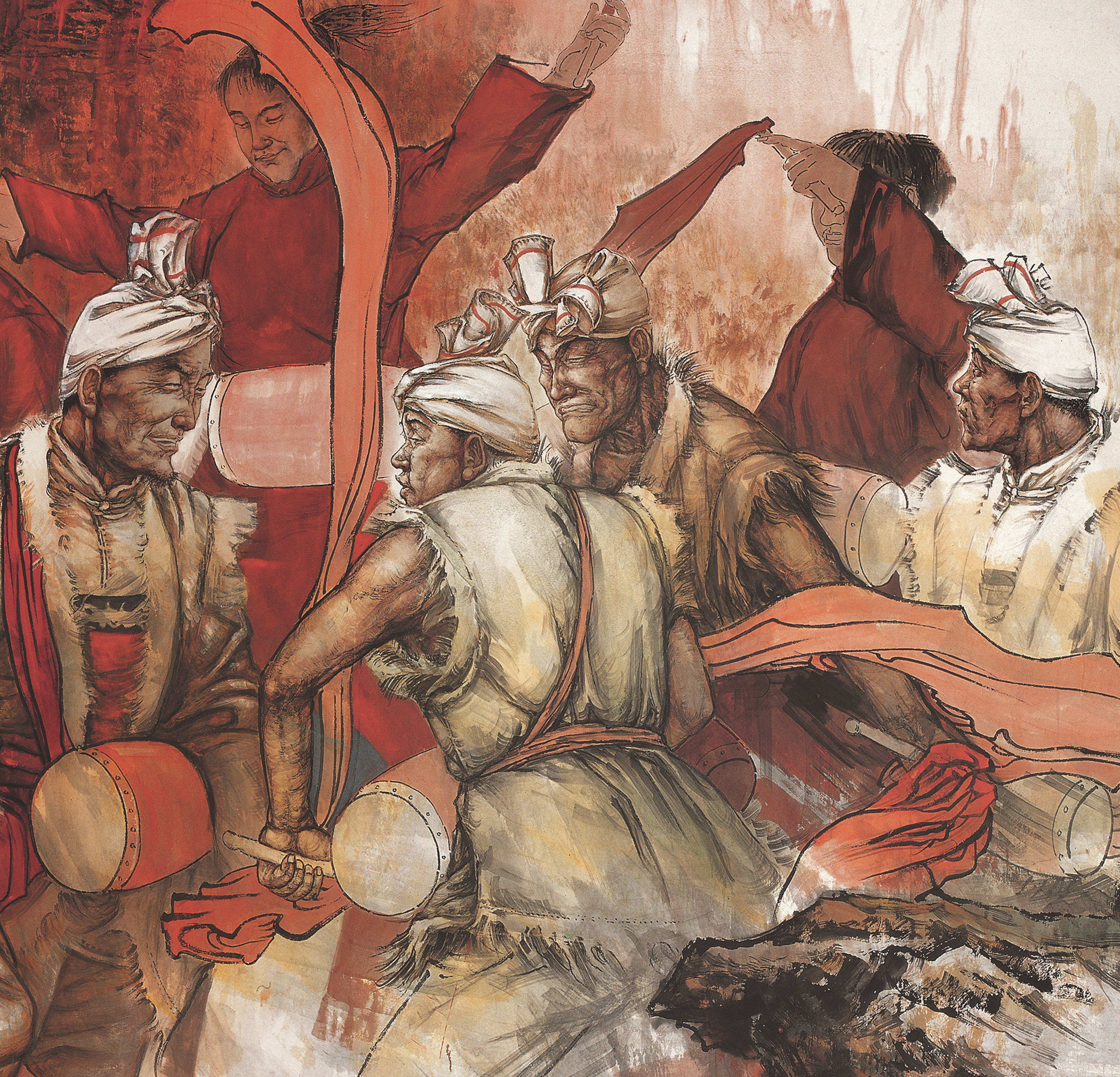 ">郭有河 /a>于2012年创作的中国画,作品表现的是陕北群众热烈欢腾,载