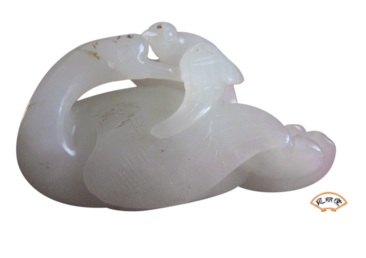 明代和田羊脂玉"独占鳌头"