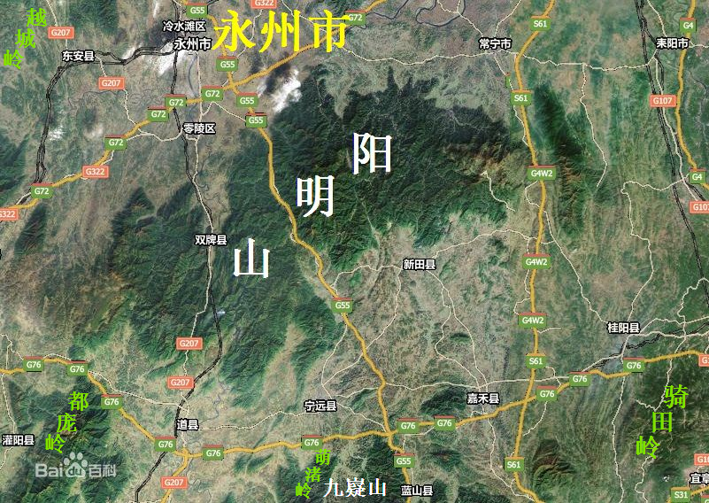分别于多个县市区,主体在双牌县境内东北隅