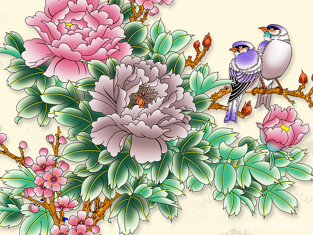 C13，继续欣赏中国画作品：牡丹花，共六幅_百科TA说
