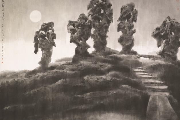  p>《姑苏五老峰》是杨明义创作的纸本水墨画作. /p>