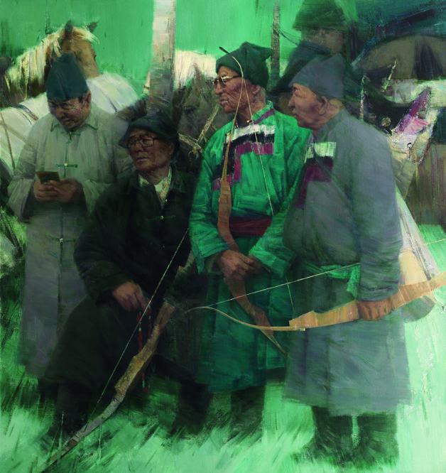  p>《草原老射手》是董从民创作的油画作品. /p>