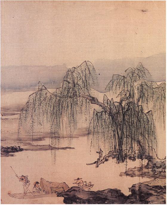 清黄慎设色山水图