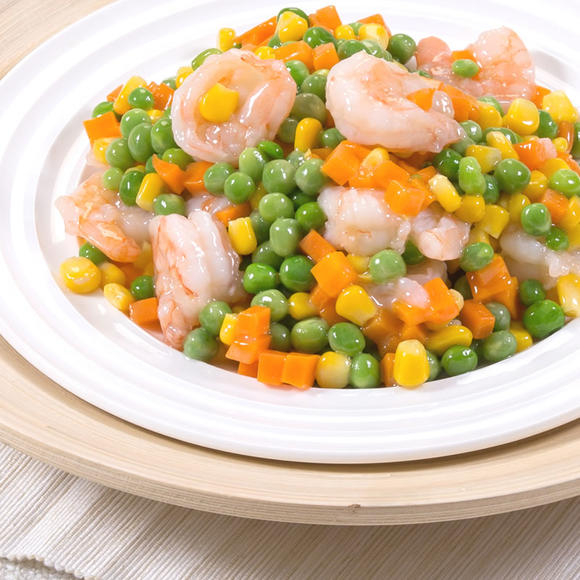 炒豌豆炒虾仁玉米