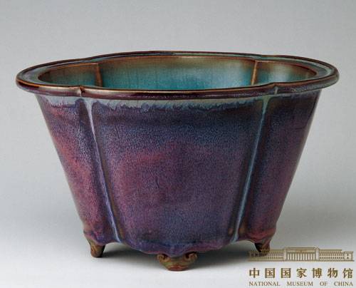 宋钧窑玫瑰紫釉海棠式花盆_百度百科