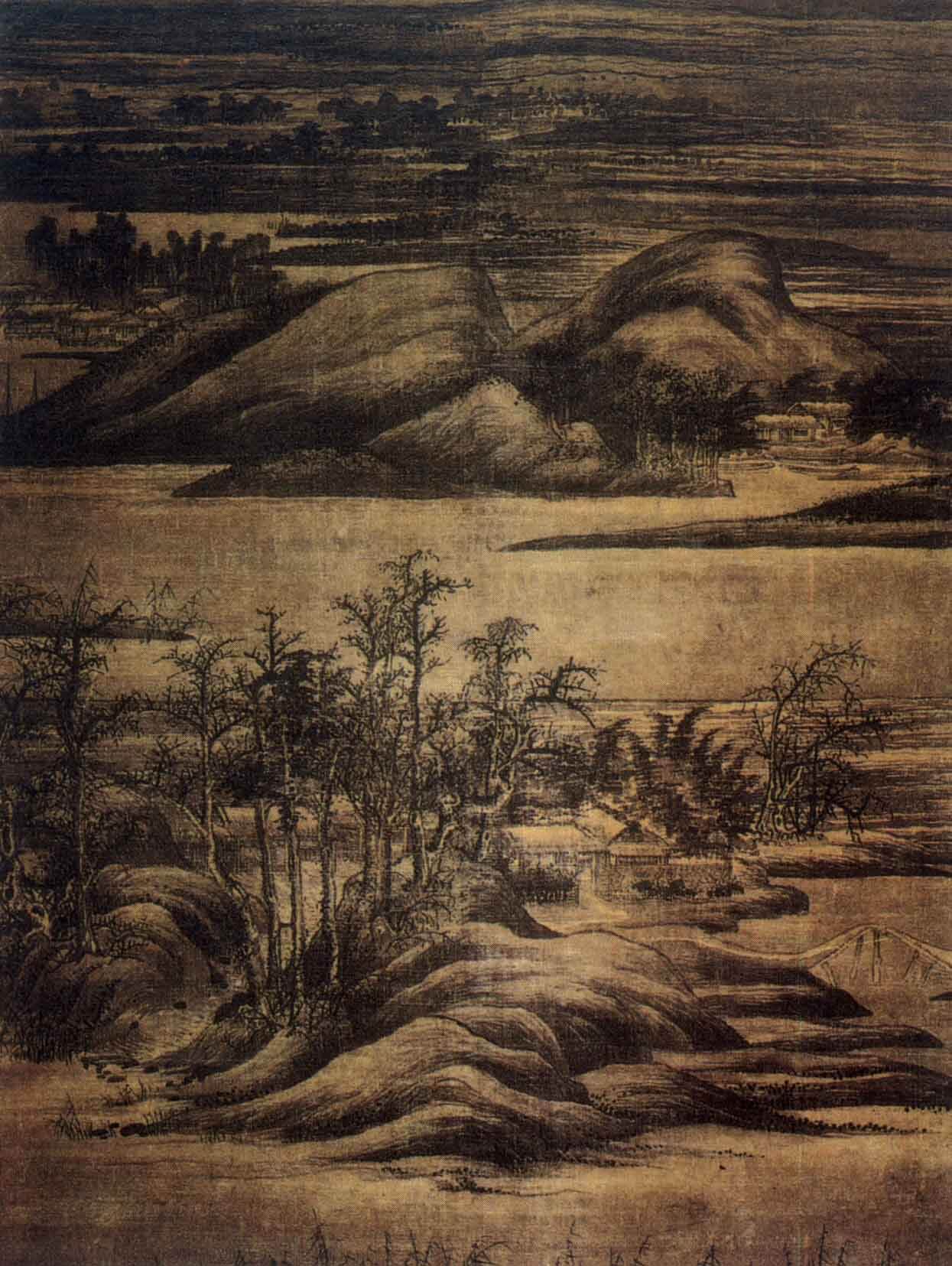 五代南唐董源寒林重汀图