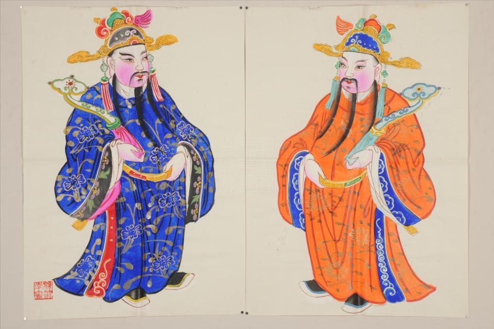 现代四川绵竹如意大臣门神年画