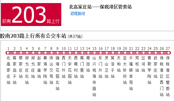  p>胶南公交203路是一条公交路线,起点站首末车时间为06:10-19:00