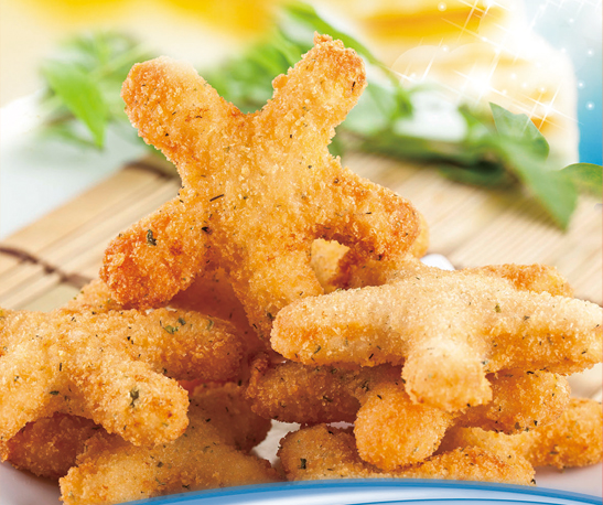 肯德基推出了一种油炸类快餐食品,官方名称为"星型海鲜烩"选用