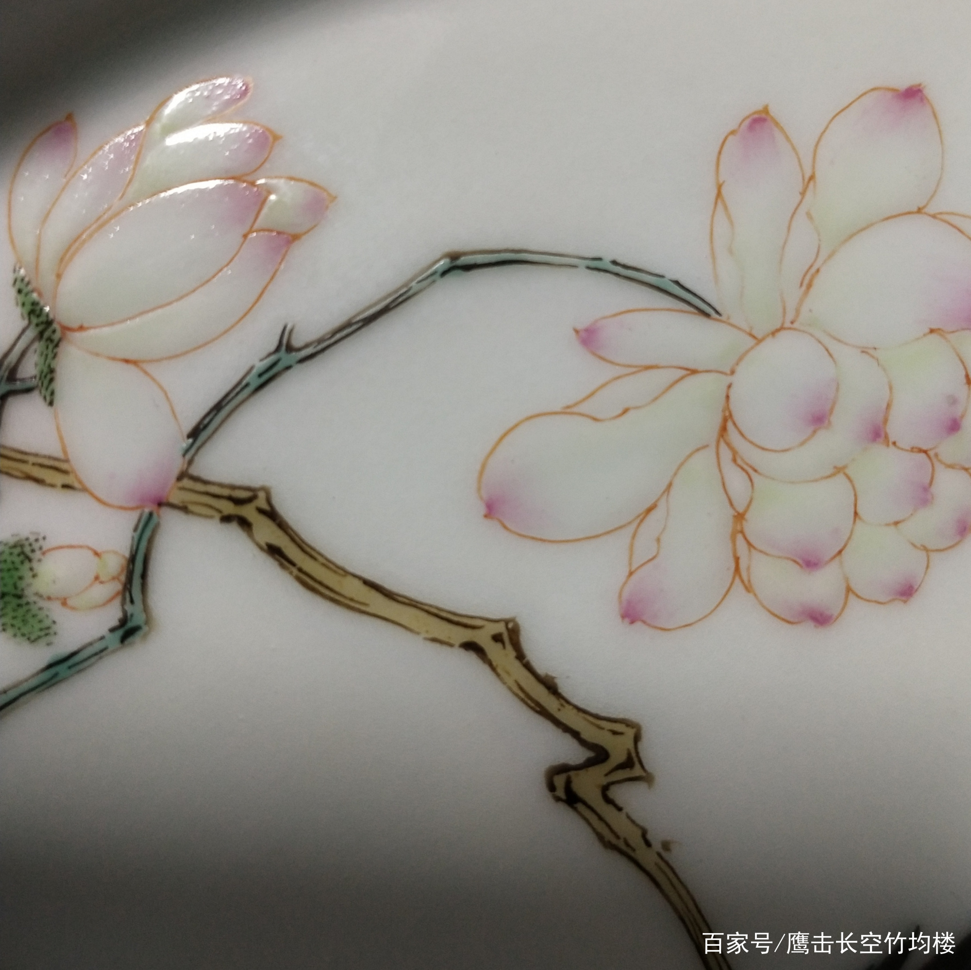 清雍正胭脂红粉彩花鸟诗文七寸盘_百科TA说