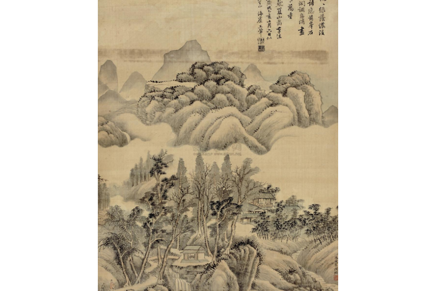  p>《摹王石谷山水》是清代朱文震创作的绘画作品. /p>