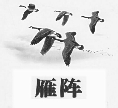  p>雁阵效应(wild goose queue effect),雁群在天空中飞翔,一般都是排