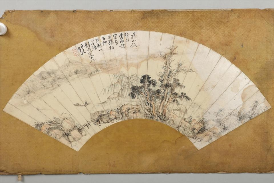 清周倬山水扇面