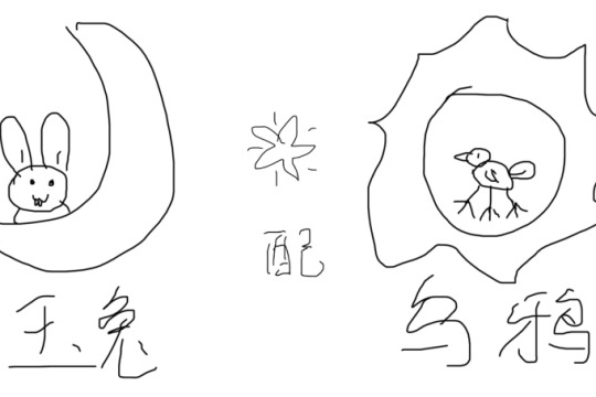 玉兔配乌鸦