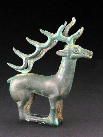 立式有角铜鹿