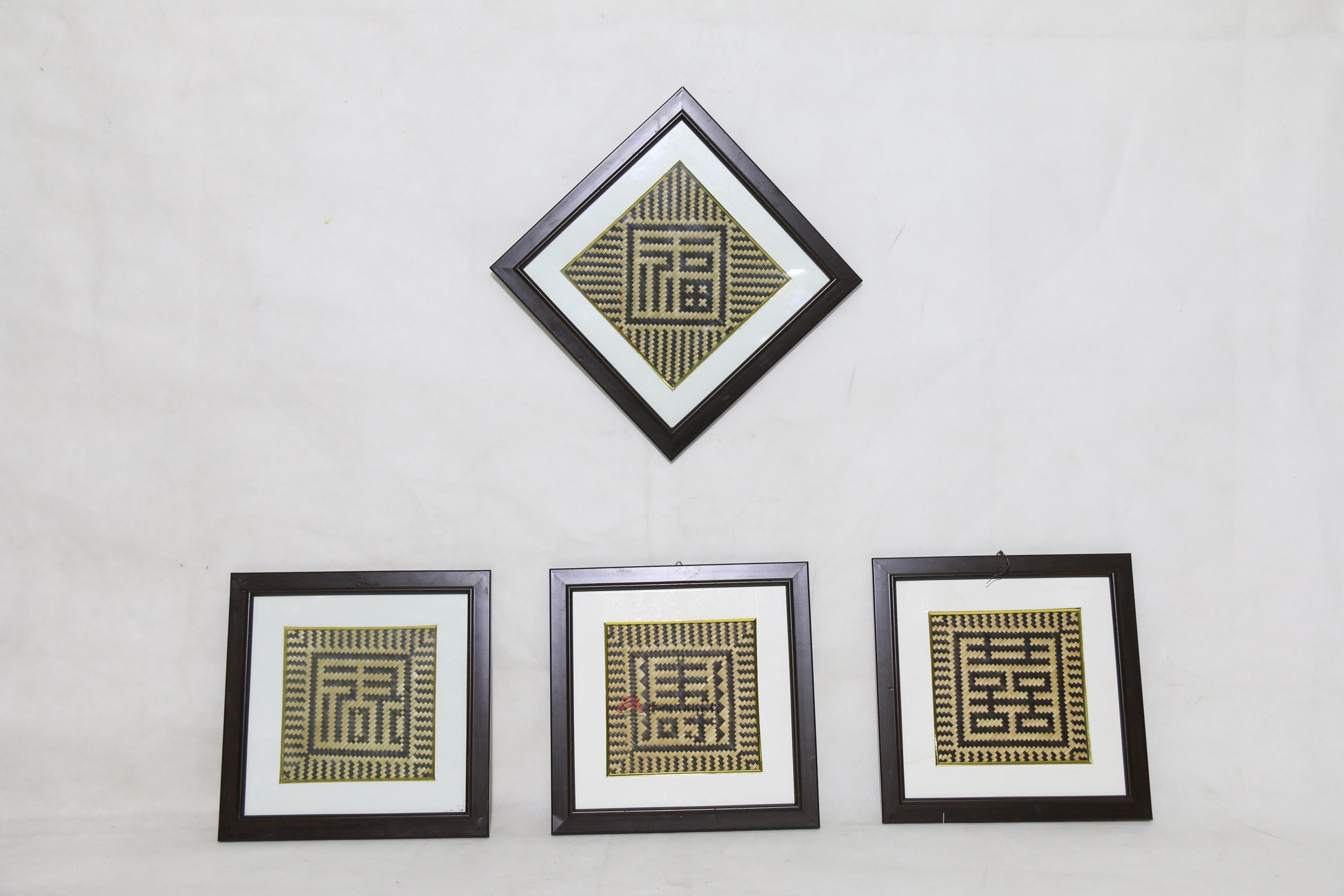 当代三穗" 福,禄,寿,喜"竹编字画