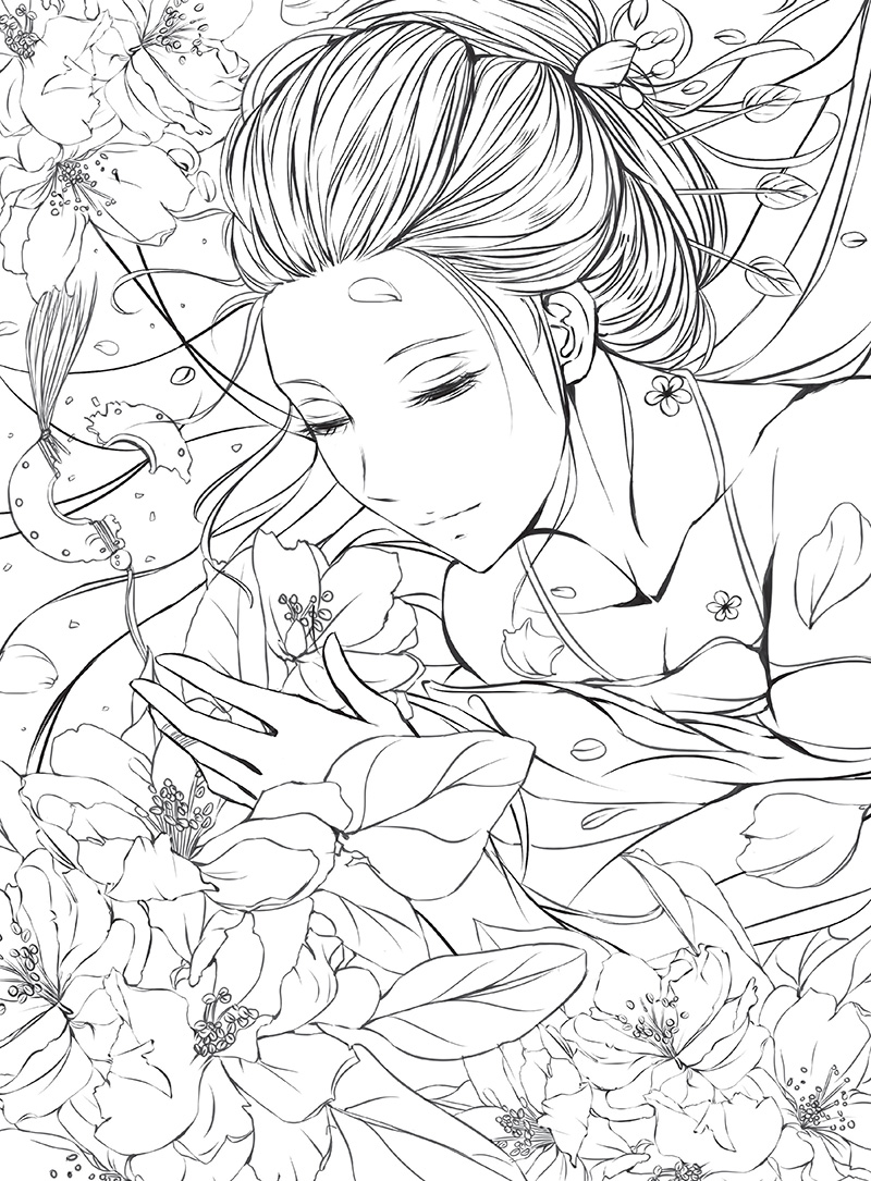 浮生赋:唯美古风涂色素描集