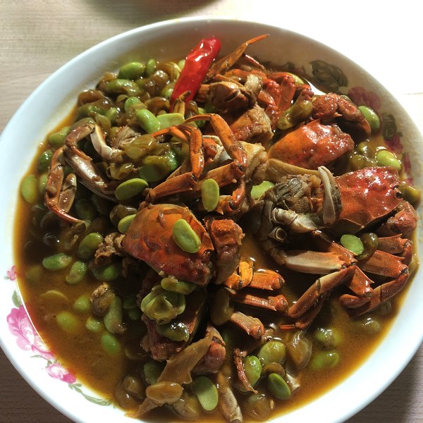 毛蟹炒毛豆