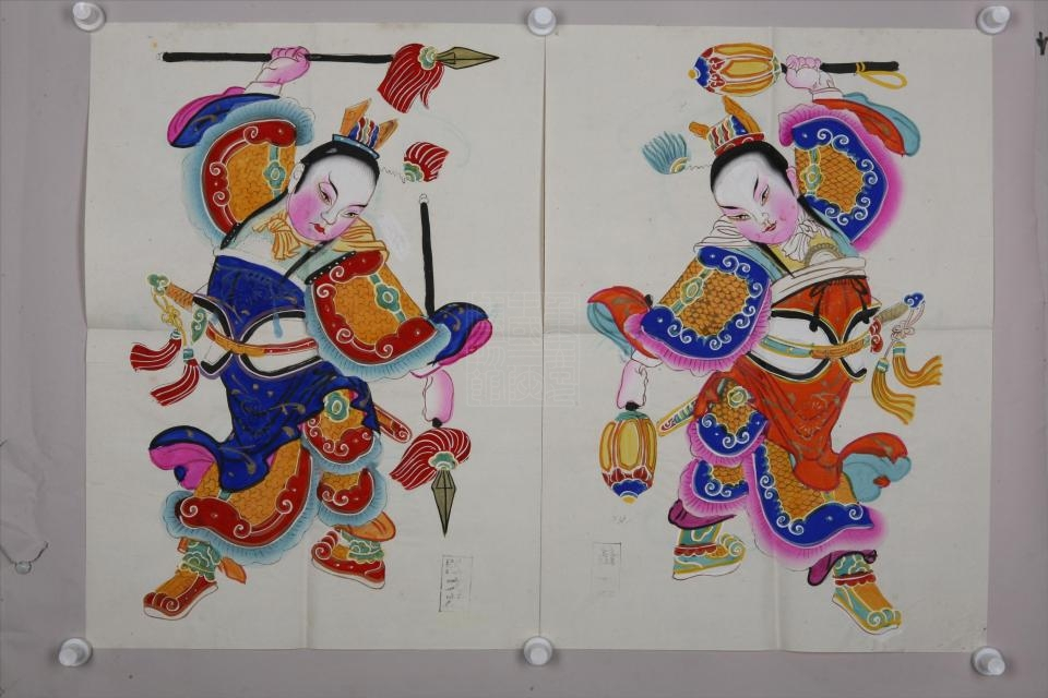 现代四川绵竹陆文龙岳云门神年画