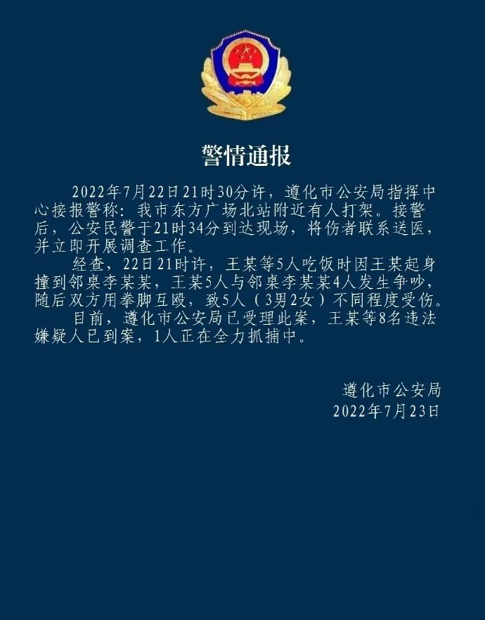 2022年7月22日唐山东方广场北站打人事件