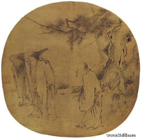 宋李嵩扇面画市担婴戏