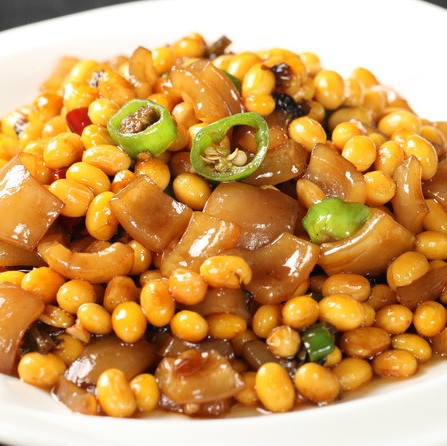  p>黄豆芽炒肉皮是一款菜品,制作原料主要有肉皮,黄豆芽,米醋,葱,蒜