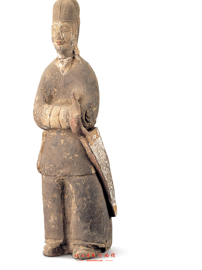 北魏彩绘带弓箭男立俑