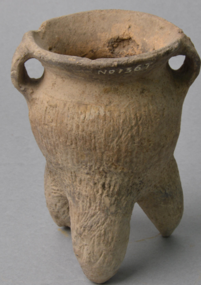 西周绳纹红陶斝