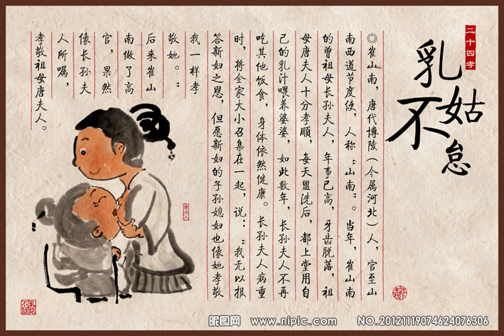  p data-id="gnwox2b2sa">《乳姑不怠》是二十四孝中的孝行故事.