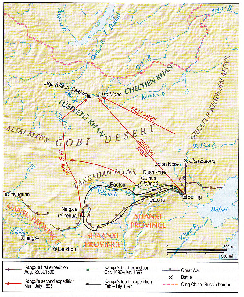  p> b>三征噶尔丹 /b>是指清朝康熙二十九年(1690年)到康熙三十五年