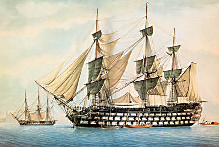  p>风帆战列舰,指从十七世纪起在海上担任主力作战的武装舰船,一般有