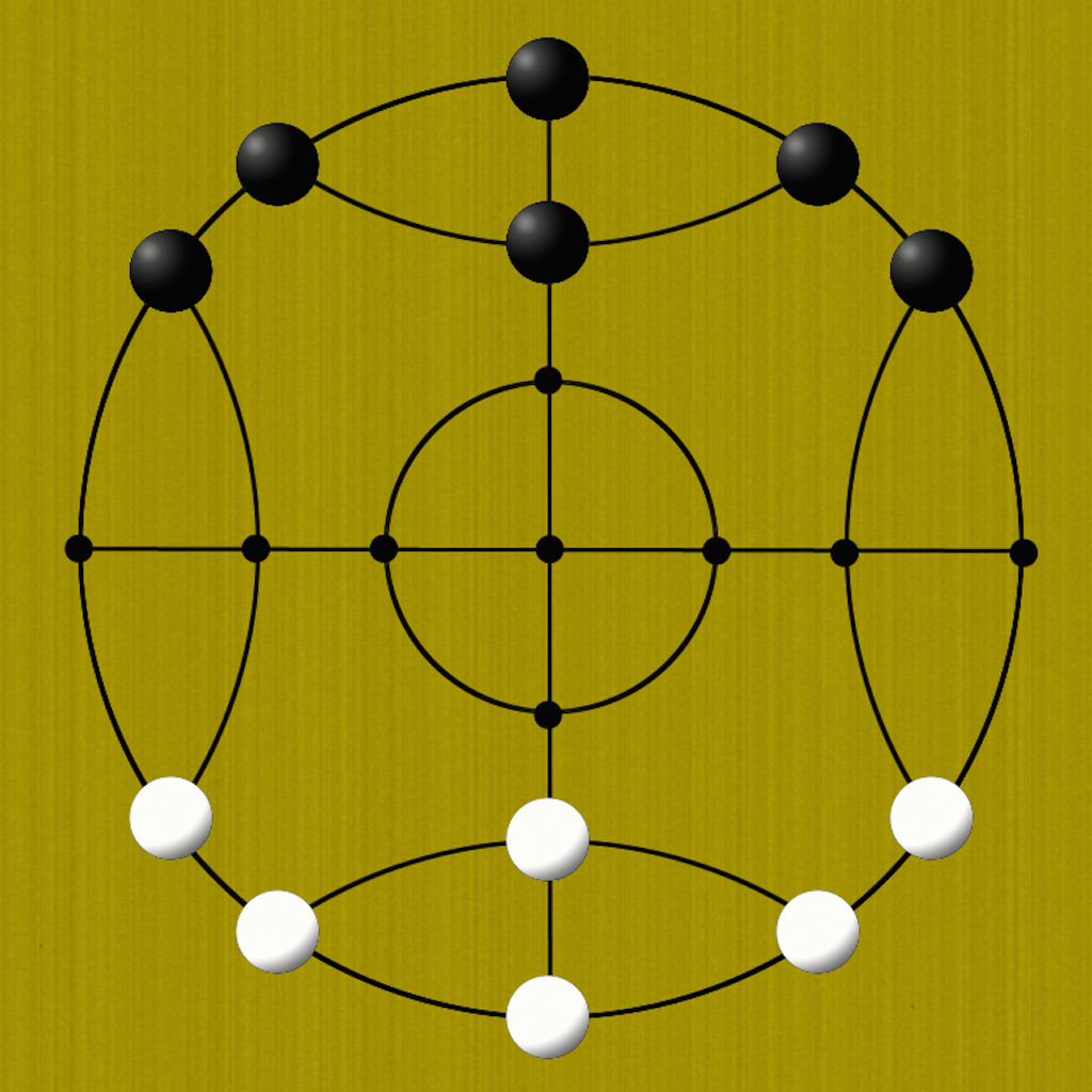 圆棋棋盘以两个同心圆,过圆心作两条