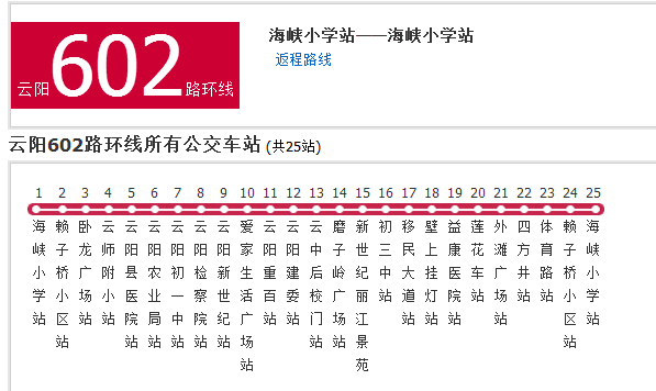 云阳公交602路环线