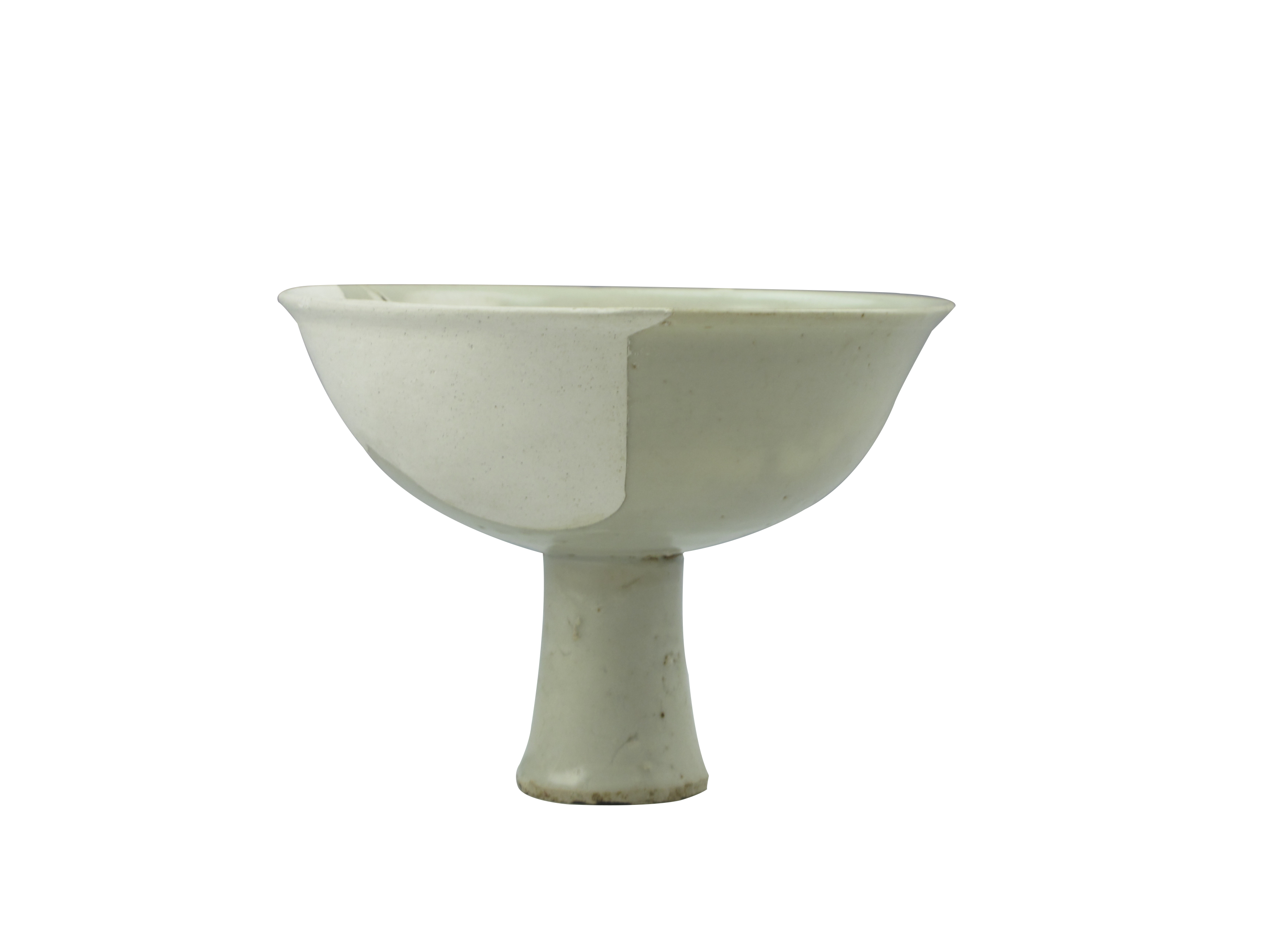 白釉印花高足碗