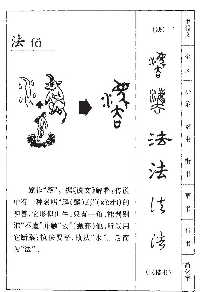 法古字写作"灋",最早见于西周金文.
