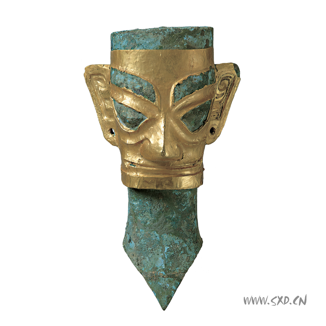 商戴金面罩铜人头像
