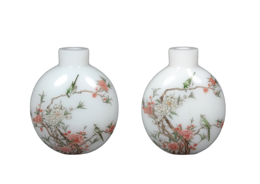 清代白料胎画珐琅花鸟纹鼻烟壶_百度百科
