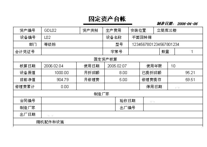 固定资产累计折旧