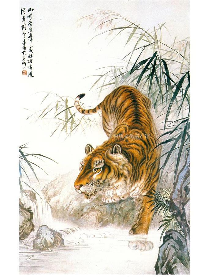 《虎》是邵春林设计,刘爱云绣制的湘绣