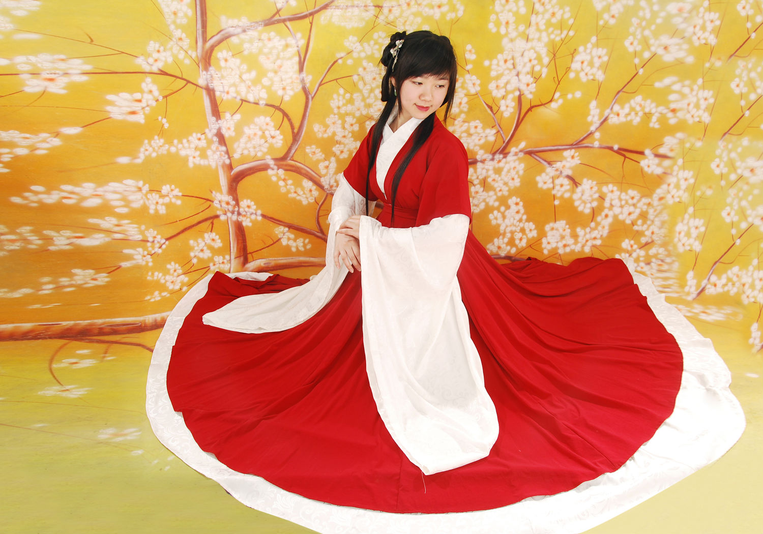 汉朝的妇女穿着有衣裙两件式,裙子的样式也多了,最有名的是"留仙裙"